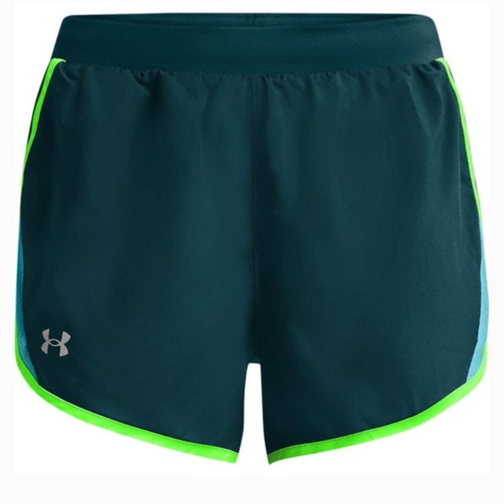 Under Armour Women’s Teal Athletic Shorts with Neon Green Trim